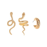 Vintage Silver Snake Clip Earrings Ear Cuffs Piercing Jewelry