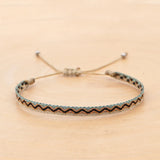 Vintage Bohemian Silverfish Bracelet Set, Wooden Bead Chain, Hand-Knotted Rope