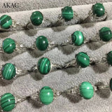 Green Malachite Copper Adjustable Women Ring