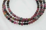 3rows Tourmaline round 4mm bracelet 8inch beads nature