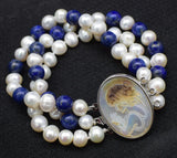 Lapis & Pearl Round Bracelet 7.5in