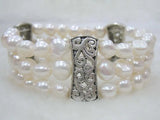 7-8mm Baroque Freshwater Pearl Bracelet 7.65in - Pink/Purple/Black