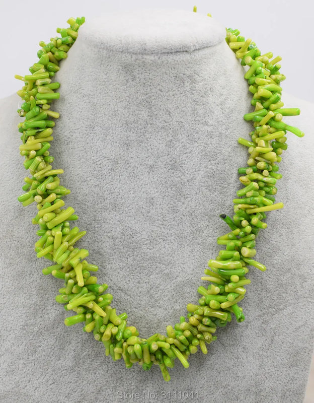 Green Coral Baroque Beads Necklace 18-inch