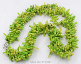 Green Coral Baroque Beads Necklace 18-inch