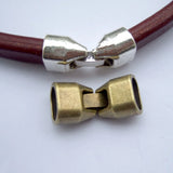3sets Tibetan Silver/Bronze Licorice Leather Snap Clasps
