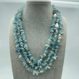 3strds Green Pearl Necklace with Nucleated Pearl