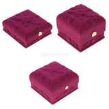 3x Embossed Velvet Jewelry Display Organizer Case Holder Storage Boxes