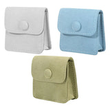 Microfiber Jewelry Pouch Snap Button Style Small Faux Gift Bag Double Pockets