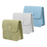 Microfiber Jewelry Pouch Snap Button Style Small Faux Gift Bag Double Pockets