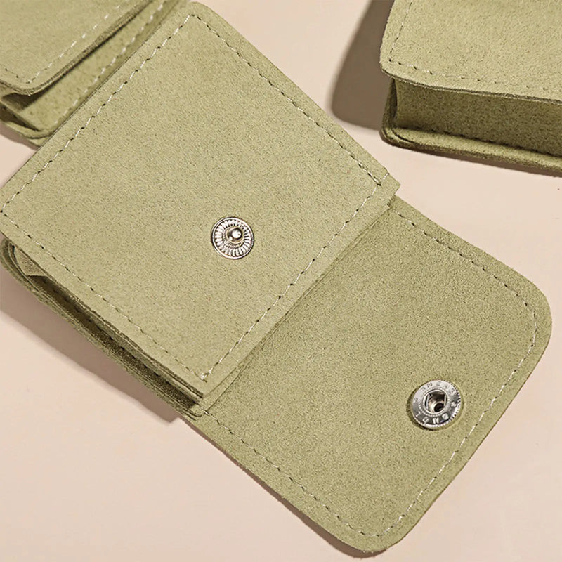 Microfiber Jewelry Pouch Snap Button Style Small Faux Trinket Bag for Rings