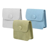 Microfiber Jewelry Pouch Snap Button Style Small Faux Trinket Bag for Rings