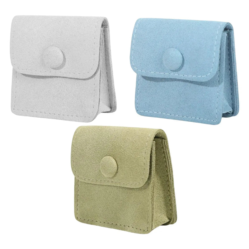 Microfiber Jewelry Pouch Snap Button Hair Clip Trinket Pouch