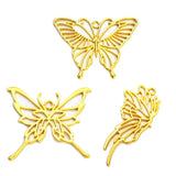 3x Butterfly Metal Frame Resin Pendant Open Bezel Setting DIY