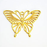 3x Butterfly Metal Frame Resin Pendant Open Bezel Setting DIY