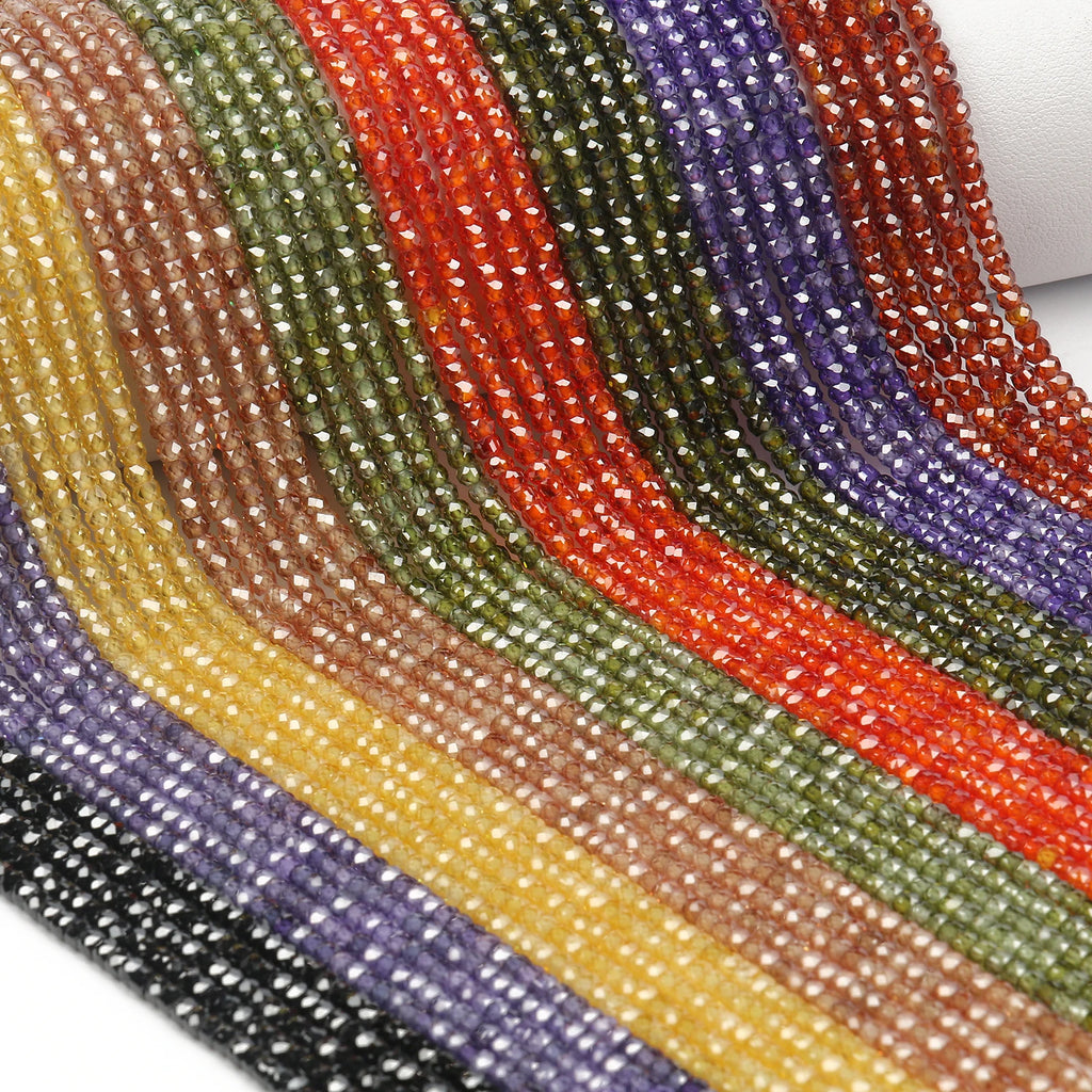 3x2mm Faceted CZ Rhinestone Beads Multicolor Round Loose Beads