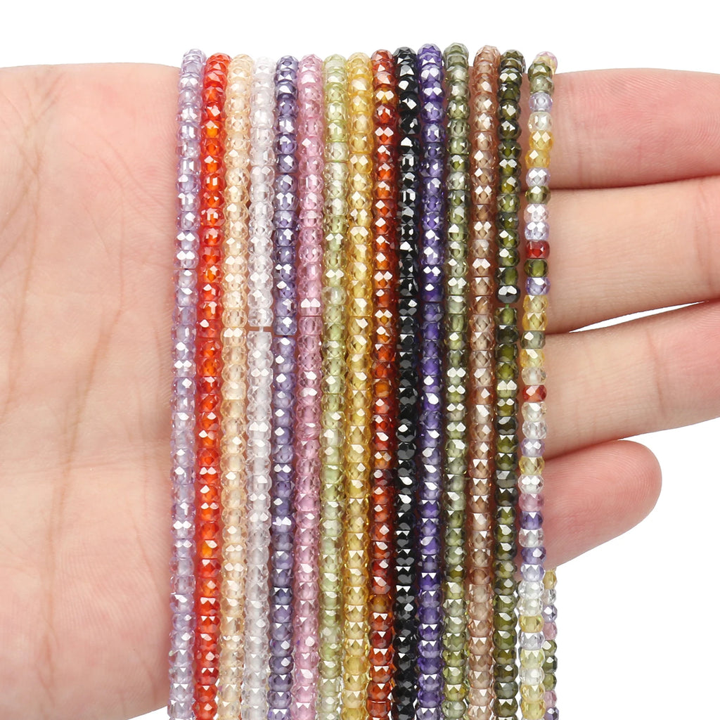 3x2mm Faceted CZ Rhinestone Beads Multicolor Round Loose Beads