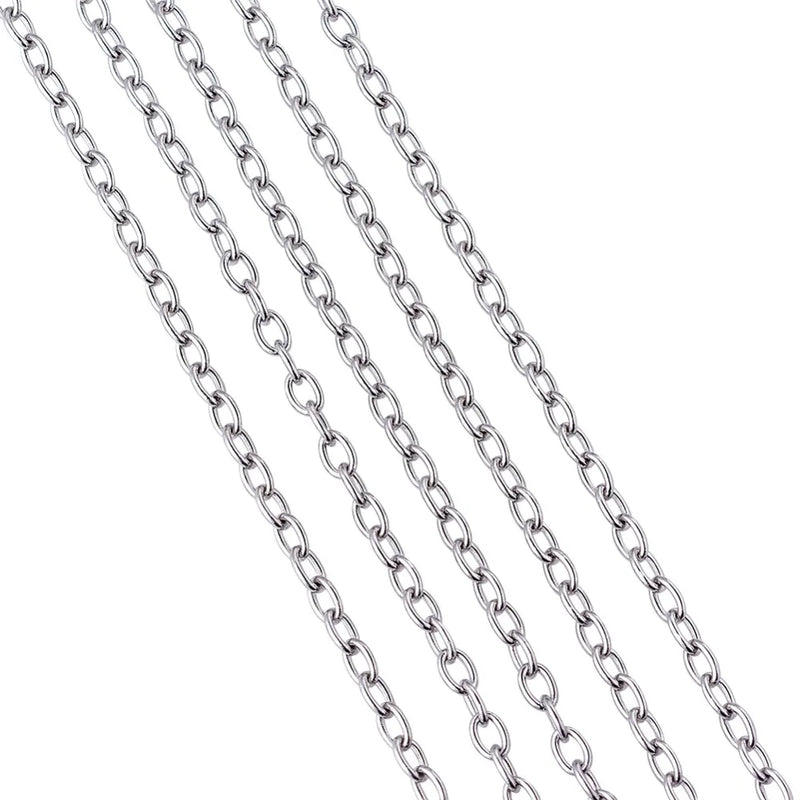 10m 3x2x0.5mm 304 Stainless Steel Cross Chain for DIY Jewelry Making