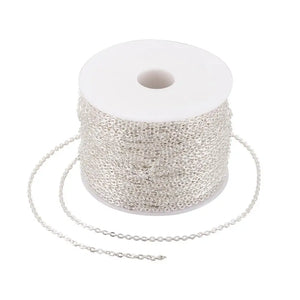 Iron Metal Silver Golden Oval Cross Chains 100m/roll for Jewelry Making DIY