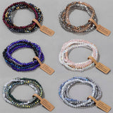 Colorful Faceted Crystal Beads Bracelet Round Glass Charm Bracelets