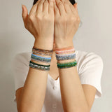 Colorful Faceted Crystal Beads Bracelet Round Glass Charm Bracelets