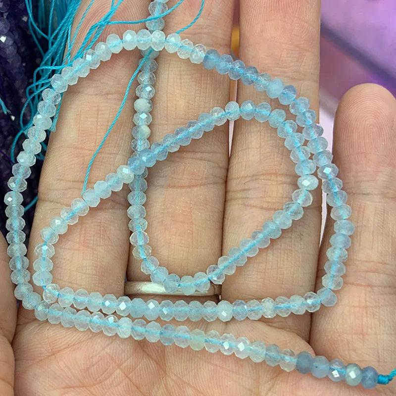 3x4mm Natural Gemstone Beads 15'' Faceted Rondelle DIY Jewelry Making Gift