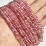 3x4mm Strawberry Quartz Rhodochrosite Rondelle Beads