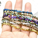 3x4mm Coin Waved Spacer Beads Rainbow Plating DIY Jewelry 5pc/lot