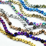 3x4mm Coin Waved Spacer Beads Rainbow Plating DIY Jewelry 5pc/lot