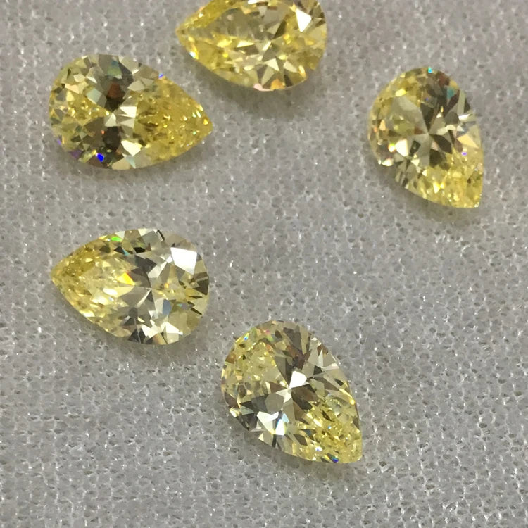 Light Yellow AAAAA Cubic Zirconia Pear Shape Loose CZ Stone for Jewelry DIY