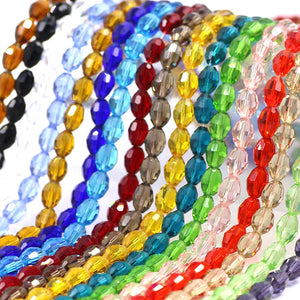 Glass Rice Beads Oval Crystal Faceted Loose Olive Beaded DIY Jewelry Making