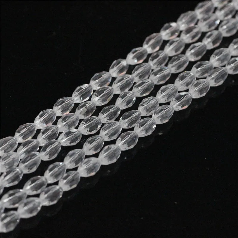 Glass Rice Beads Oval Crystal Faceted Loose Olive Beaded DIY Jewelry Making