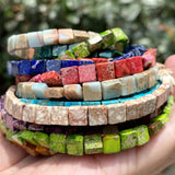 Square Sea Sediment Natural Stone Beads 61pcs