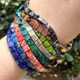 Square Sea Sediment Natural Stone Beads 61pcs
