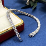 4.0mm 5.0mm D Pass Diamond Tester Round Cut 925 Silver Moissanite Bracelet