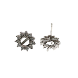 4-10MM Round 925 Sterling Silver Rose Tone Prong Studs Earrings Settings Bezel