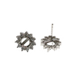 4-10MM Round 925 Sterling Silver Rose Tone Prong Studs Earrings Settings Bezel