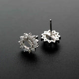 4-10MM Round 925 Sterling Silver Rose Tone Prong Studs Earrings Settings Bezel