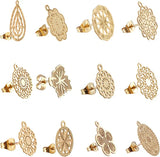 4-10PCS Golden Teardrop Stainless Steel Stud Earring Findings with Loop