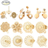 4-10PCS Golden Teardrop Stainless Steel Stud Earring Findings with Loop