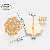 4-10PCS Golden Teardrop Stainless Steel Stud Earring Findings with Loop