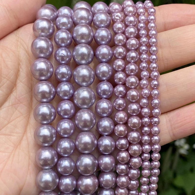 4-10mm Purple Shell Pearls Round Beads Jewelry Making DIY