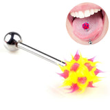Colorful Spike Ball Tongue Rings Stainless Steel Barbell 14G