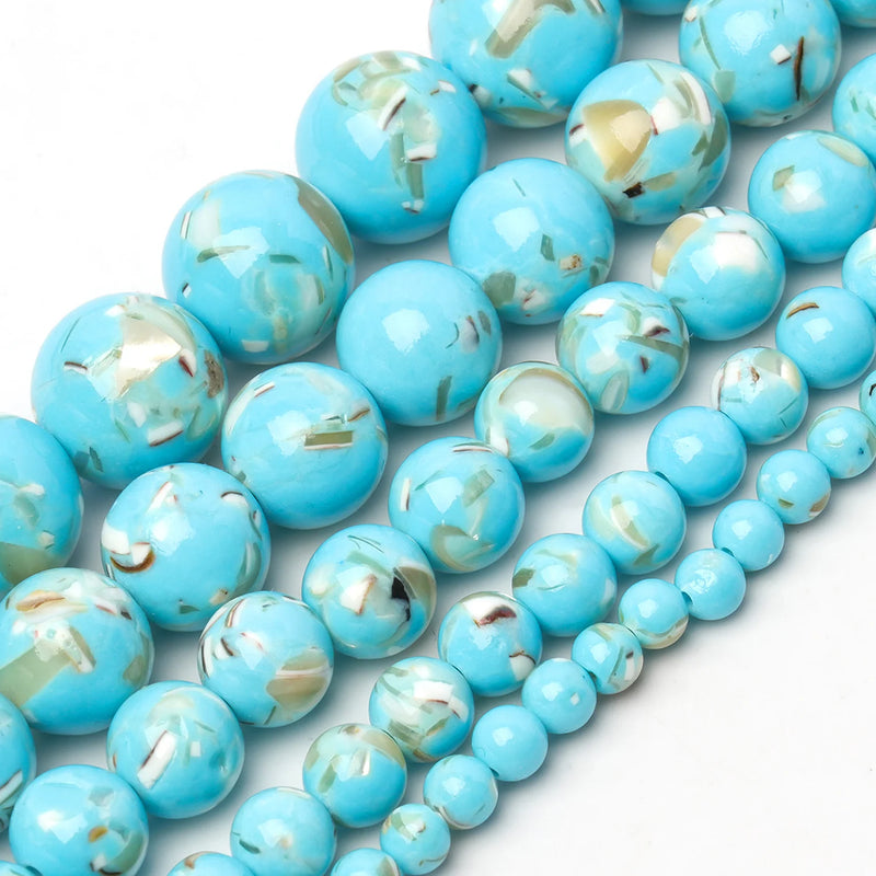 4-12mm Shell Turquoise Stone Beads Round Loose Spacer Beads for Jewelry Making