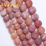 Matte Frost Cracked Agates Beads Dragon Veins Agates Loose Beads