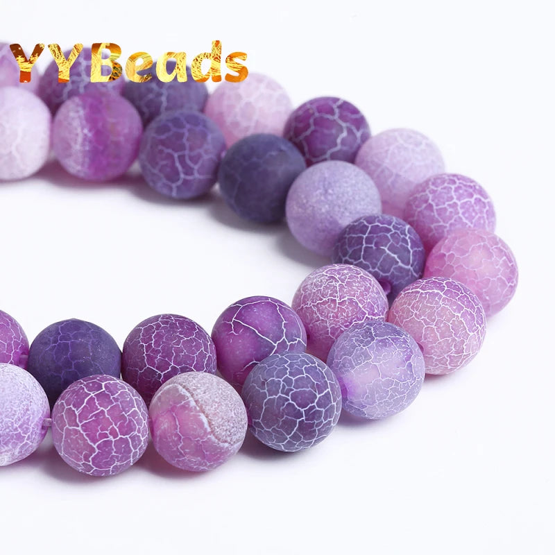 Matte Frost Cracked Agates Beads Dragon Veins Agates Loose Beads
