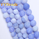 Matte Frost Cracked Agates Beads Dragon Veins Agates Loose Beads