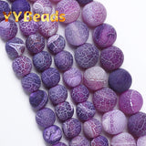 Matte Frost Cracked Agates Beads Dragon Veins Agates Loose Beads