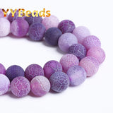 Matte Frost Cracked Agates Beads Dragon Veins Agates Loose Beads