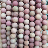 4-12mm Matte Frost Pink Rhodonite Beads 15''