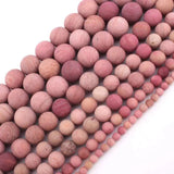 4-12mm Matte Frost Pink Rhodonite Beads 15''